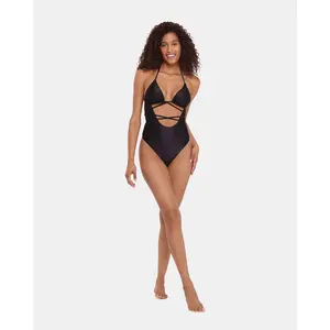 Steve Madden SHINE BRIGHT ONE PIECE SWIMSUIT RAVEN
