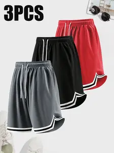 Men's Casual Sports Mesh Basketball Shorts, Quick-Dry Elastic Fashion Outdoor Five-Quarter Short Pants, Comfortable and Stylish