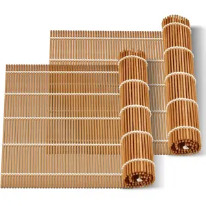 Bamboo Sushi Rolling Mat 9.5"x9.5" Eco-Friendly Natural Bamboo Rolling Mats for Sushi Making 2 PCS Easy to Use for Beginners Professionals