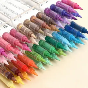 9 Color Soft Tip Acrylic Paint Markers, Non-Transparent Kids Drawing Pens, Ideal for Student Art Doodling Highlighting