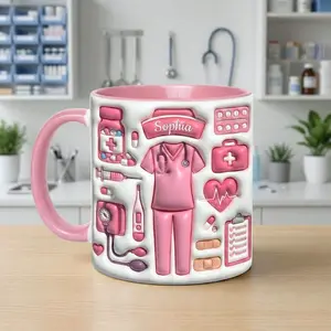 Custom Name Nurse Mug, Custom Medical Coffee Cup, Nurse Student Gift, Personalized Nurse Life & Physician Accent Mug