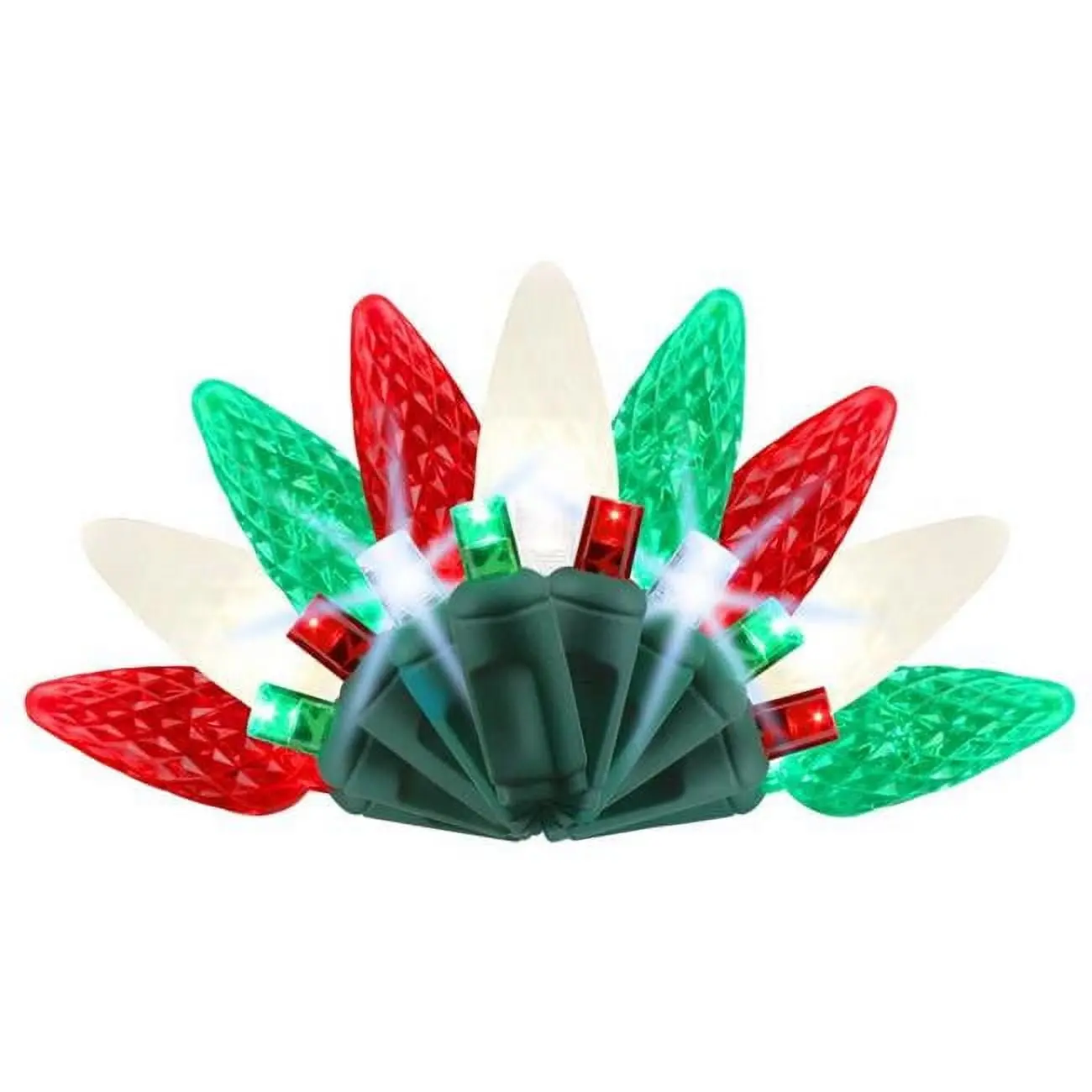 212 MAIN Plug-in Power C6 Bulb Christmas String Lights - 25ft, 50 Count, Red/Green/Pure White Colorful Lights, Platinum Finish, Casual Festive Decorations for Home Supplies, Event Setup