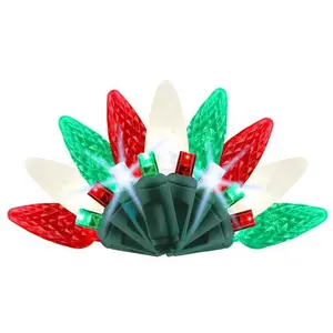 Celebrations 9086413 25 ft. Platinum LED C6 String Christmas Lights, Red, Green & Pure White - 50 Count