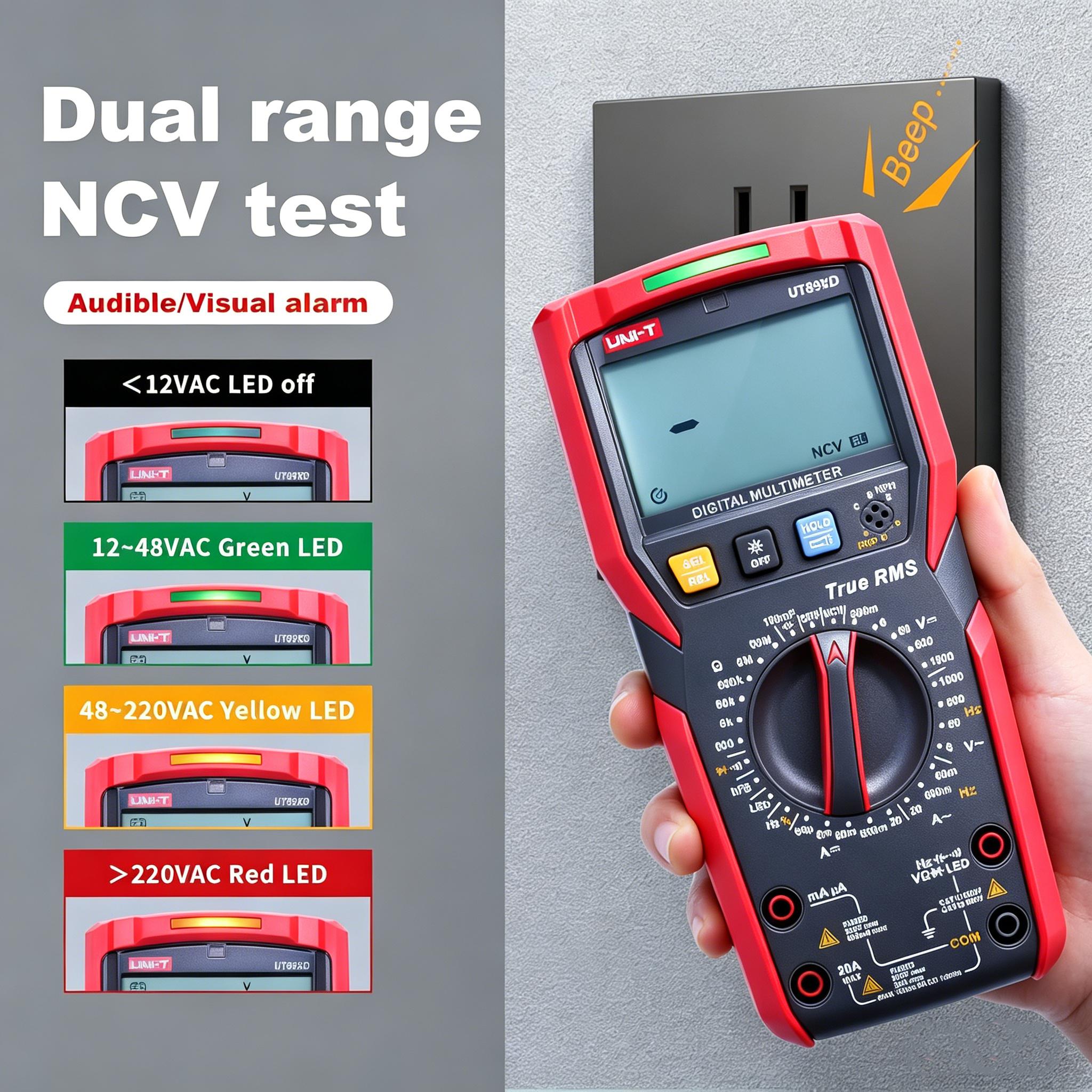 Digital Multimeter Teste, TRMS 6000 Counts Digital Multimeter Tester, AC/DC Voltage 1000V Volt Ohm Meter with NCV, Continuity Diode Transistor Test, Electrical Multimeter with Buzzer Alarm for Home Automotive