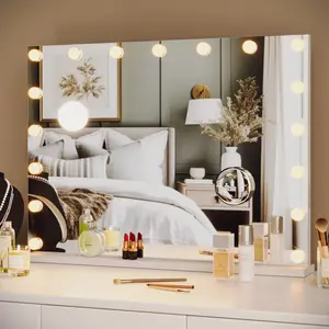 【GARVEE】Vanity Mirror With Lights, 32 x 24 Inch Makeup Mirror With 17 Dimmable Led Bulbs and 3 Color Modes Lighted, Detachable 3X Magnification Mirror, Usb Charging Port, Tabletop or Wall-Mounted