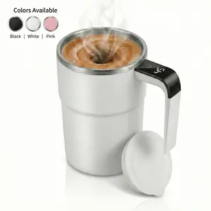 14oz Smart Self-Stirring Mug | USB Rechargeable Coffee Cup with LCD Temperature Display & Spill-Proof Lid