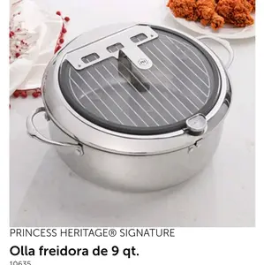 Princess Heritage 9qt Frying Pot with Lid Durable Aluminum Body Ideal for Cooking Cookware and Pans 10635