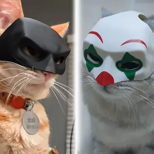 Funny Bat Pet Helmet with Elastic Strap, Cute Halloween Cat Mask for Photoshoots, Adorable Pet Costume Accessory