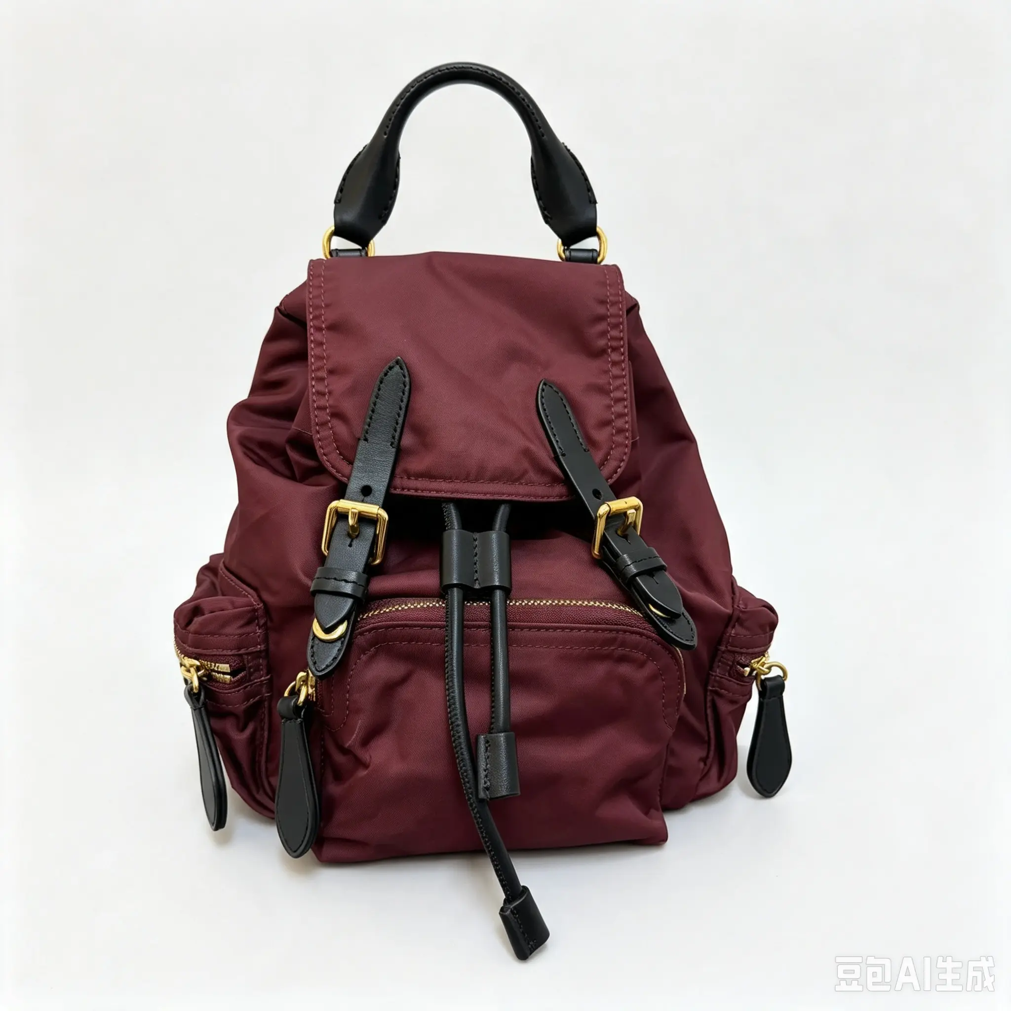 Pre-owned BURBERRY Burgundy Nylon Drawstring Backpack