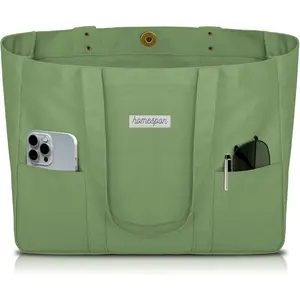 Large Canvas Tote Bag for Women Everything Bag with Pockets and Laptop Sleeve