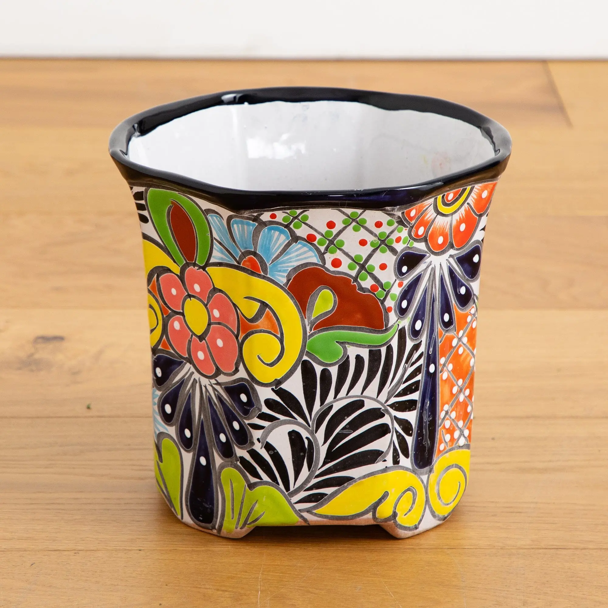 Handmade Mexican Talavera Ceramic Flower Pot - 9.5in x 10in Decorative Rustic Traditional Planter, Complements Any Style, Ideal for Flowers & Plant Decor, Home