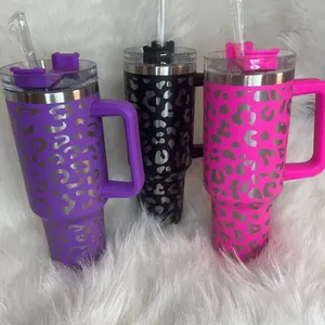 40 oz Cheetah Tumbler - Available in Pink, Black or Purple