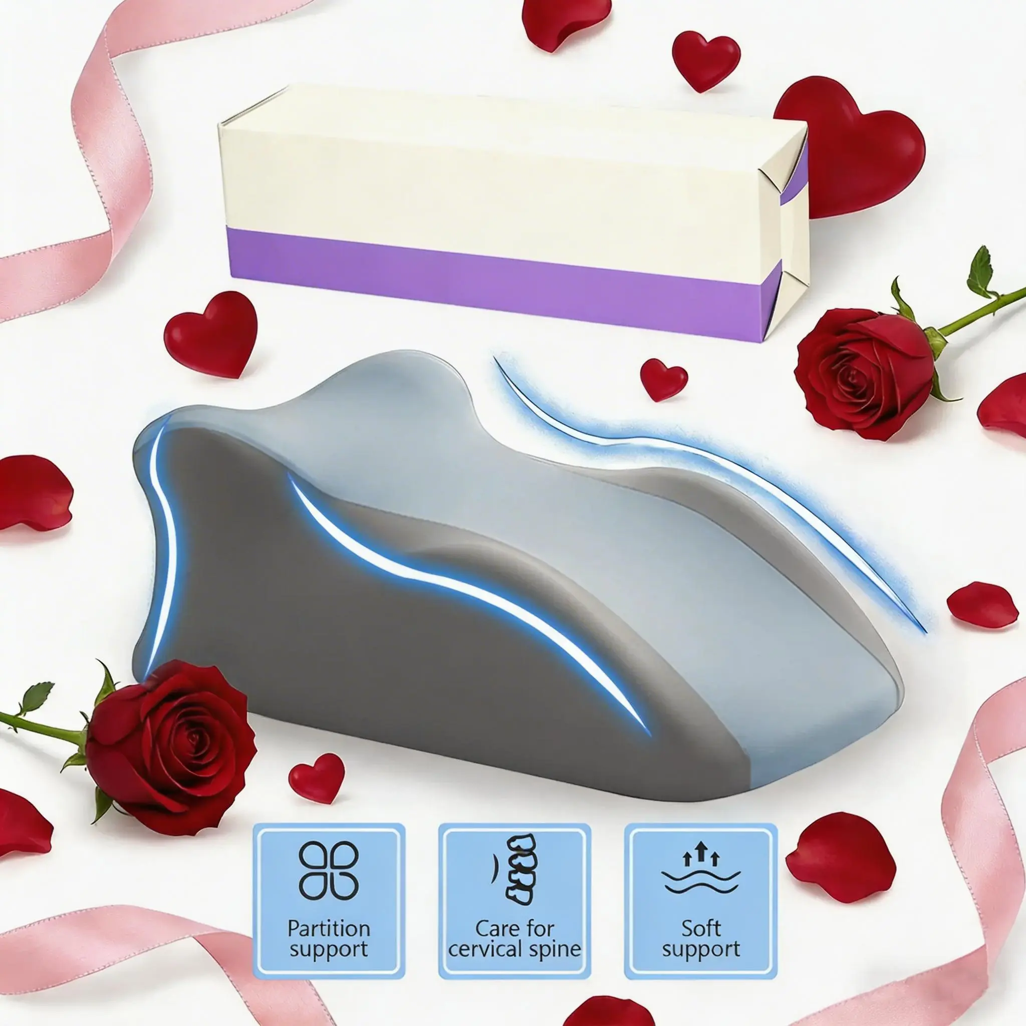 Orthopedic Memory Foam Pillow - Ergonomic Design, Supportive Core, Removable Soft Fabric, Multi-Area Support, Pregnancy Use, Home Bedding Bedroom Gift