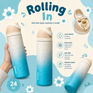 Owala Birthday Bash Rolling In 24 Oz FreeSip Water Bottle – Insulated Leakproof Bottle with Straw for Gym & Daily Use