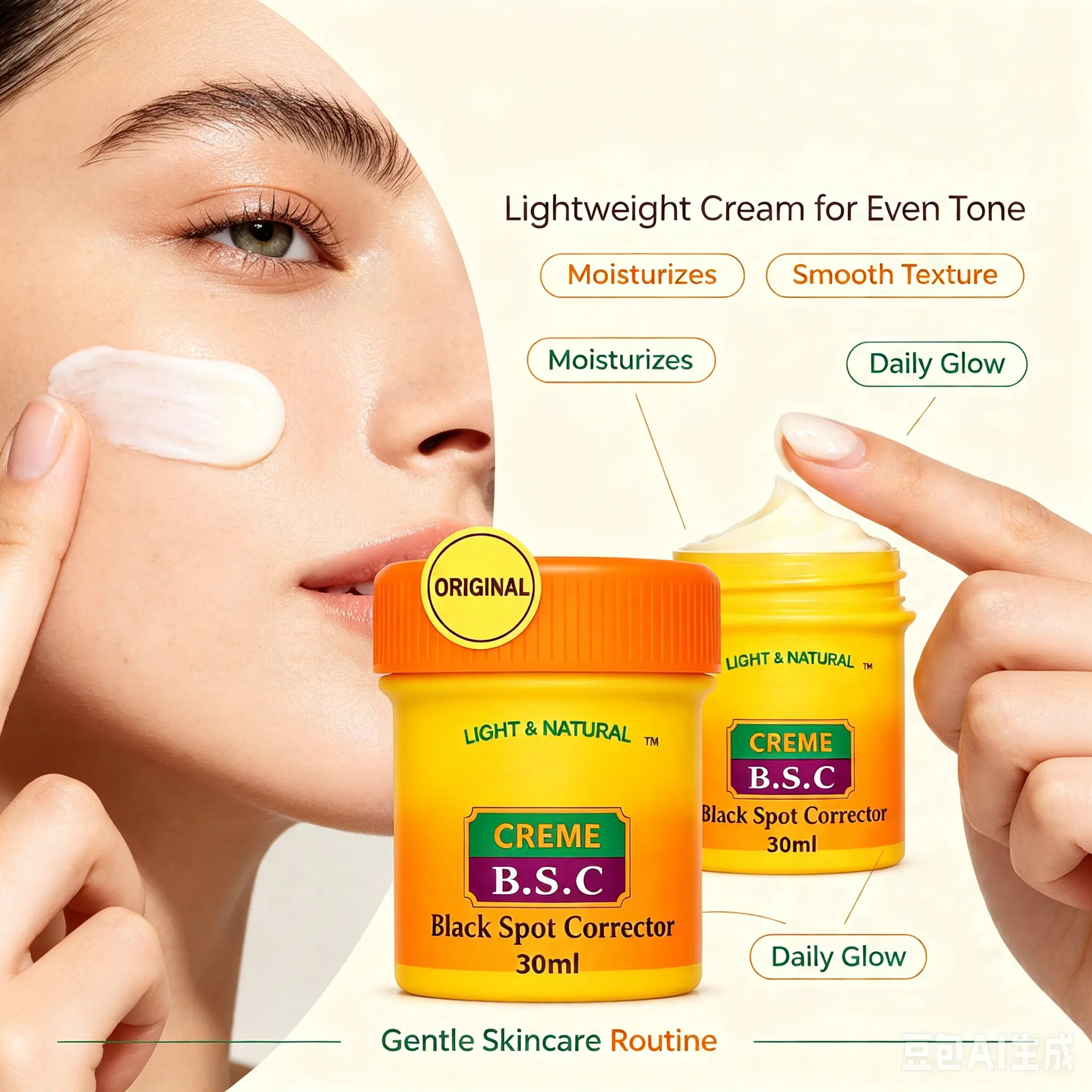 2PCS Light Natural Skin Care Creme For Face & Hand 30ML