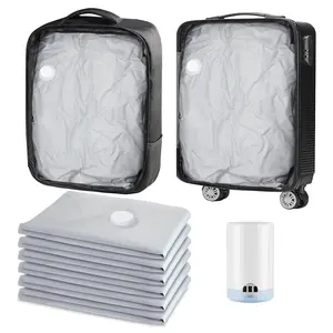 Travel Vacuum Bags for Luggage and Backpack  6 Medium Reusable with Wireless Electric Pump Packing Seal Space Saver Storage Clothing Carry on Suitcase