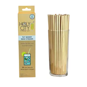 Holy City Straw Co. 7.9” Skinny Reed Drinking Straws | 25ct. | Sustainable Alternative to Plastic | Compostable | Great for the Home Use or on the Go