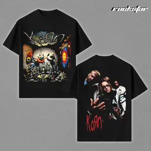 Oversized Vintage Korn Flame Eye Bug Graphic T-Shirt Black - Heavyweight Soft Cotton, Bold Surreal Artwork, High Quality Print, Bootleg Dark Rock Concert Streetwear Tee Unisex