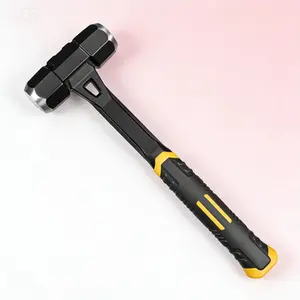 Heavy Duty Sledge Hammer with Forged Steel Head and Fiberglass Handle for Demolition and Construction, 4 Pound Drilling Hammer, Durable One Piece Design Perfect for Blacksmithing and Professional Use