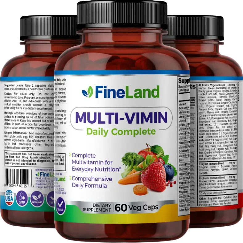 FineLand MULTI-VIMIN Daily Complete 22 Vitamins, 42 Fruits, Vegetables and Herbal Blend Healthcare Natural