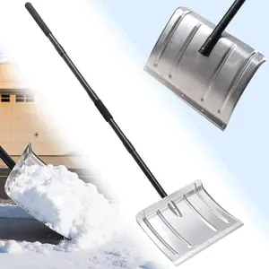 Snow Shovel for Driveway,Aluminum Snow Pusher for Car Driveway Snow Removal, Ergonomic Shovel Scoop for Decking Trunk,54 Inches Long Handle