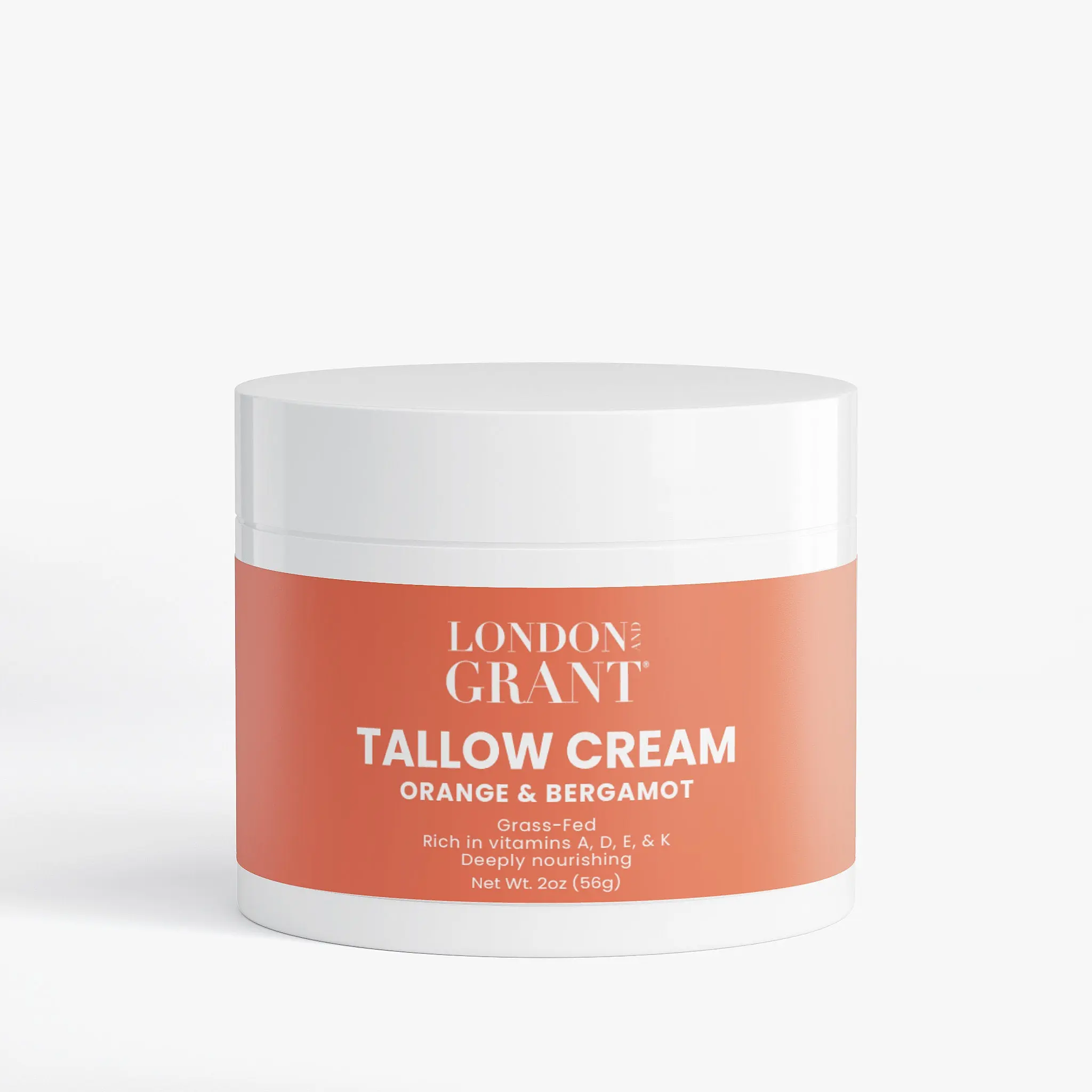 London Grant Tallow Cream Orange & Bergamot - Organic Moisturizing Body Care with Jojoba & Olive Oils for Radiant Skin Hydration