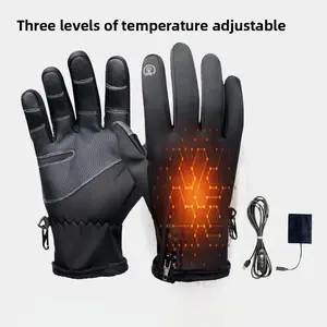 Male and female USB charging and heating gloves - electric and warm winter gloves for outdoor cycling, skiing, and cold weather, with a touch screen friendly and windproof designRAIMENTRY