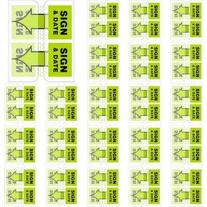 1250 Pcs Sign and Date Flags Here Tabs Initial Stickers for Office Notebook Annotating Books Notary Books, 1 Inch(Green,Sign & Date)