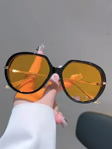 Women's Fashion Sunglasses, Trendy Oversized Frame Design, Metal Temple Legs, High-End Style Glasses, New Luxury Model