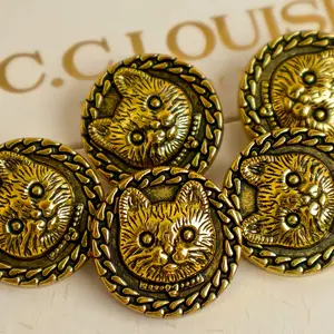 Vintage Cat Hand-Stitched Buttons, Decorative Buttons for Bags, Clothing, Coats, Suits, Jackets, Sweaters, Home Decoration, Textured Pocket Button
