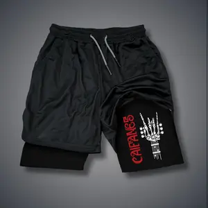 [Viral] 80s 90s Double-Layer Sports Shorts Graphic Shorts Black Camo Streetwear Shorts Men Outfits Men Vacation Outfits Shorts