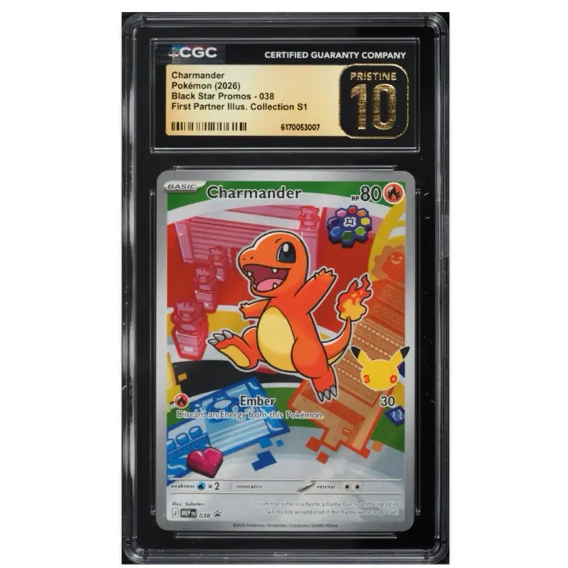 2026 Pokémon First Partner Illustration Collection Charmander Trading Card, CGC Pristine 10, Card #38