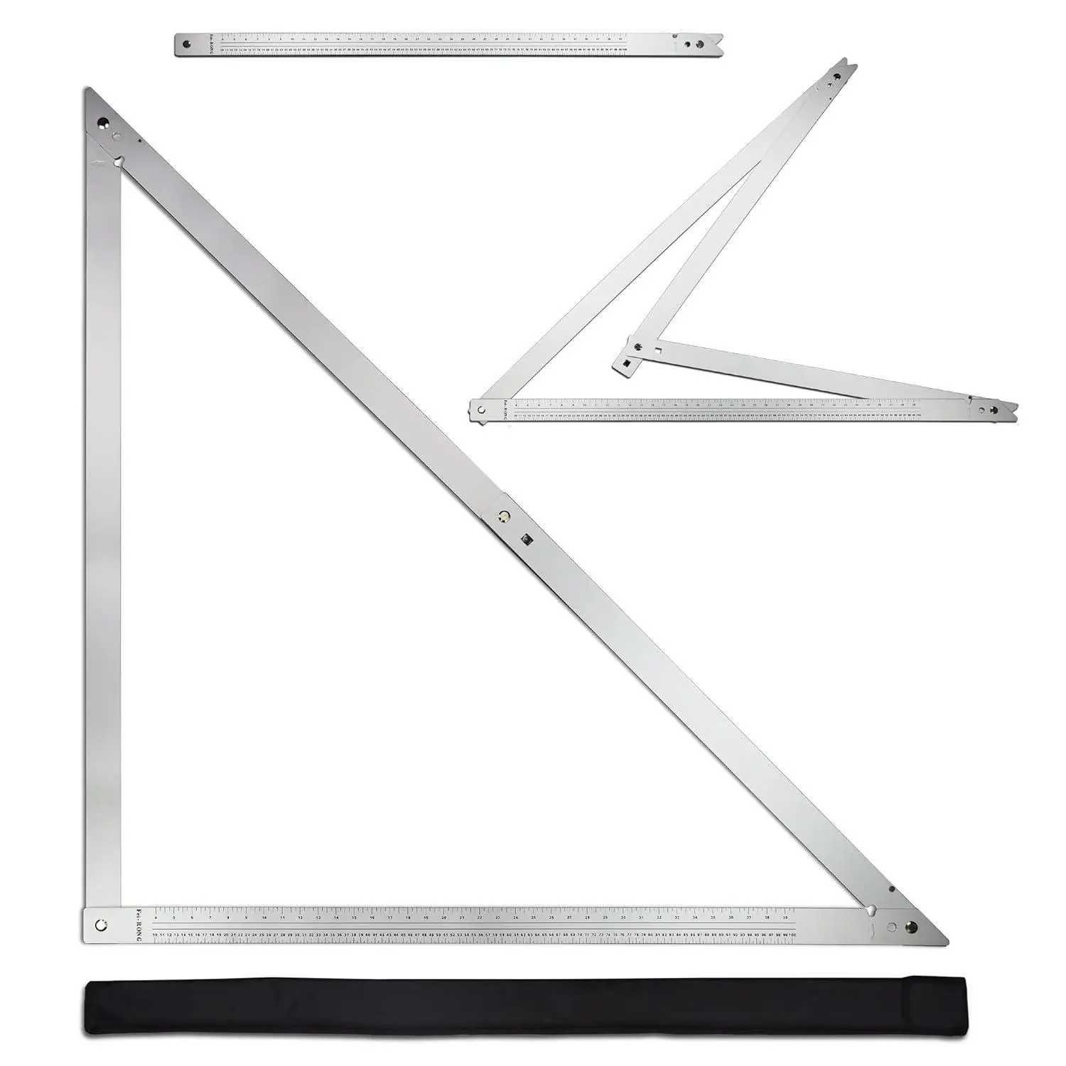 48-Inch Sturdy and Durable Aluminum Frame Combination Square, Professional Carpenter Hand Measuring Tool with Adjustable 45°-90° Angles, Black Graduations, Wear-Resistant for Roofing, Stair Work, Making Square Cuts on Boards