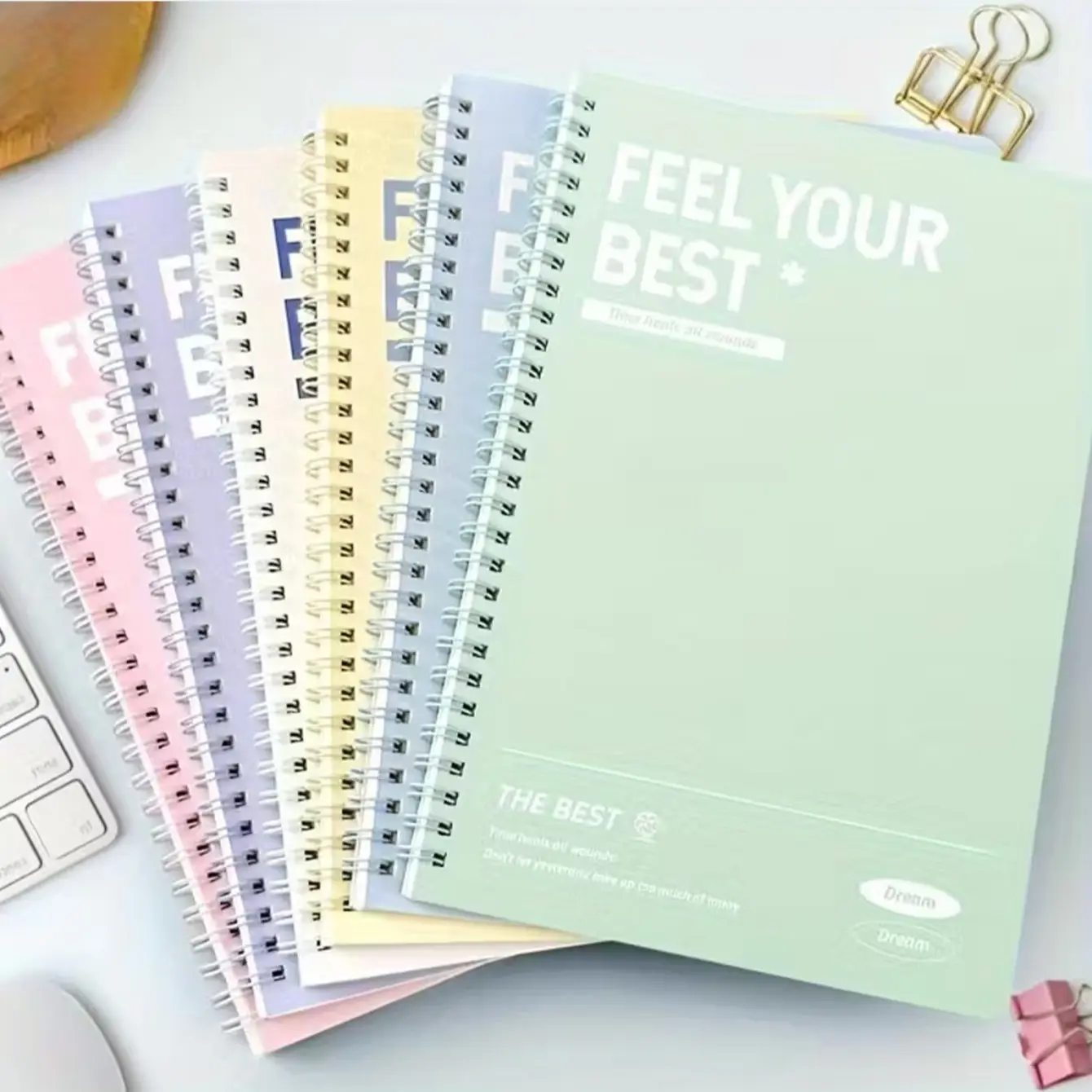 6-Piece Set Spiral Notebook & Pens, A5 Hard Cover, Tear-Off Pages, Lined/ruled Blocks, Durable Office Supplies, Perfect Christmas Gift, Stationery
