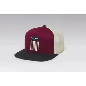 Kimes Ranch Flag Horns Trucker Hat – Burgundy/Cream Snapback