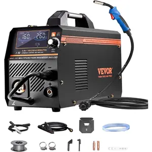 VEVOR Pro MIG Welder, 250A Pluse Mig Welding Machine, 5 - in - 1 Synergic Welder Machine MIG Pluse/Gas MIG/Flux Core MIG/Stick/Lift TIG, 110V/220V Dual Voltage Aluminum Mig Welder with LCD Screen DisplayVEVOR Super Brand Day
