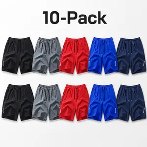 10Pcs, 5Pcs Men's outdoor sports shorts, thin ice silk quick drying summer running and fitness basketball shorts, loose and breathable casual knee length shorts, elastic waist shorts,