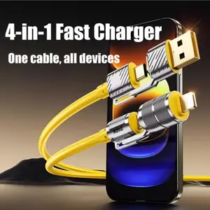 Four-In-One 240w Super Fast Charging Cable, Supports PD Protocol, High-Speed Data Transfer, Zinc Alloy Design, Durable, for iPhone 15, Macbook, Xiaomi, Samsung, Devices