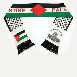 Palestine Scarf flag 14x130cm double side Scarf Printing Satin Palestinian Flag national day Scarves palestine shawl