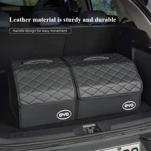 Car Trunk Organizer Box Foldable Storage Bin Leather Suitcase For BYD Atto 3 Yuan Plus Han Tang EV F3 E6 Dmi Song F0 Qin Pro G3 I3 Ea1 Max G6 2din