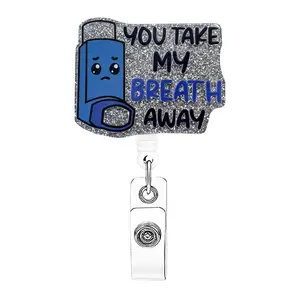 You Take My Breath Away Letter Pattern Badge Holder, Funny Badge Reel for Nurse & Student, Identification Badges & Supplies, Nursing Students, Badge Reels Retractable