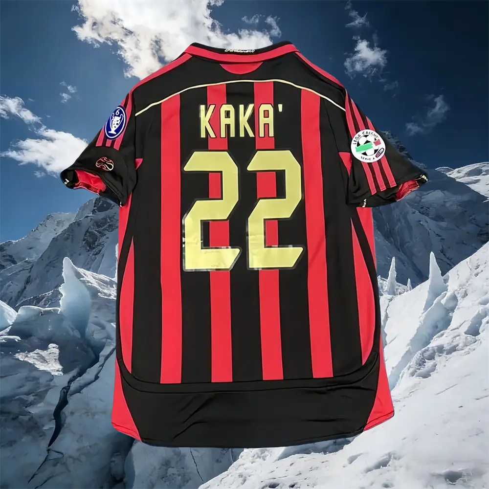06-07 Home Short Sleeve Red and Black Stripes #22 Kaka Jersey