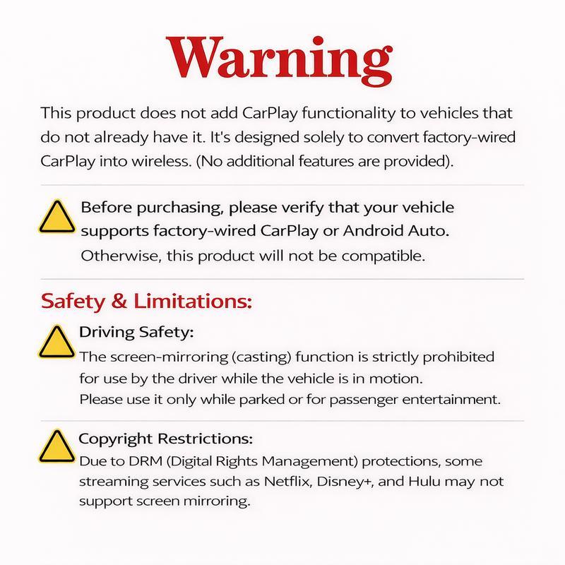 2026 New 4-in-1 CarPlay Wireless Adapter - iPhone/Android Compatible | Fast Connection, Hands-Free Calling, AirPlay, Mirror Link, Netflix, Youtube type-c adapter Bluetooth 5.0 fast transmission, ultra-HD stereo sound