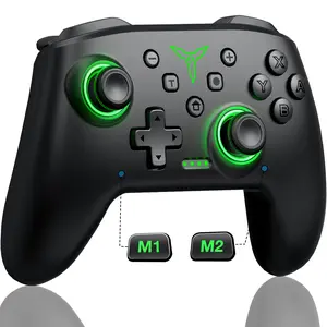 Wireless Switch Pro Controller for Switch Controller/Lite/OLED, LED Wired PC Game Joysticks-Wireless iOS/Android Remote, Switch Accessories Set Controller with Cool LightSkin