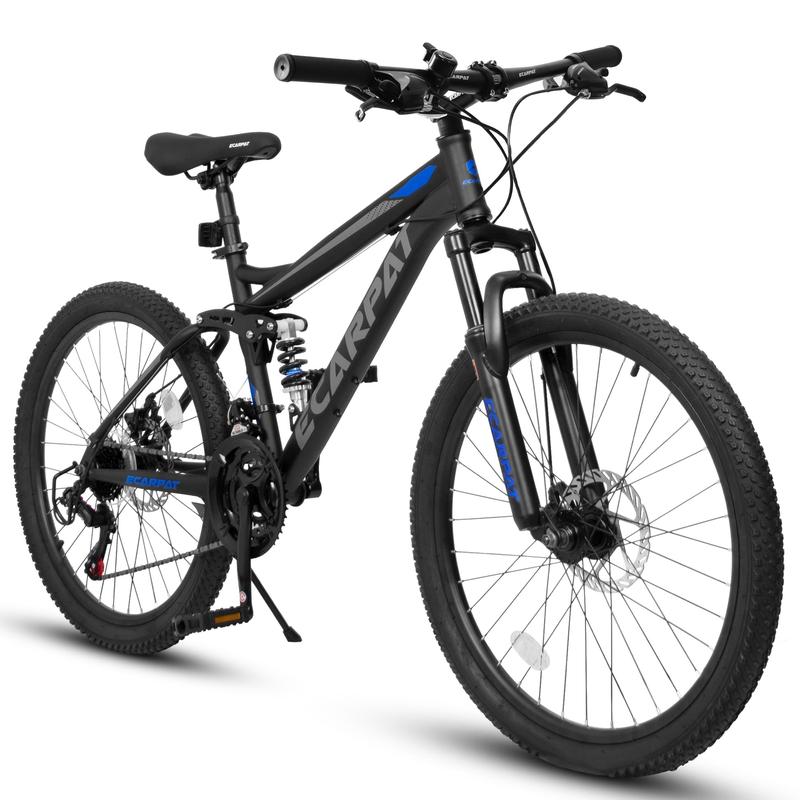 27 Inch 26 Inch 24 Inch Full Suspension Mountain Bike, Front and Rear Dual Shock Absorbers, Mechanical Disc Brakes, 21-Speed, Suitable for Men and Women, Ideal for Travel and Fitness Enthusiasts. trp