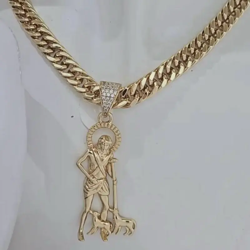 Cadena con pendiente San Lázaro unisex gold plated