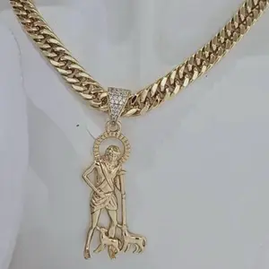 Cadena con pendiente San Lázaro unisex gold plated