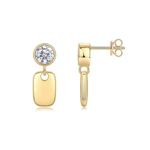 Modern Drop Moissanite Stud Earrings