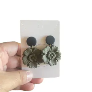 Two tone dangles Olive Green Flower, with black post