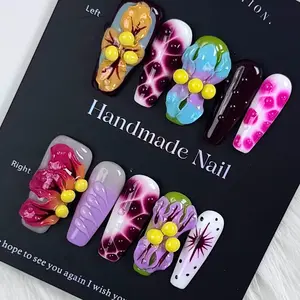 Custom Press On Nails - Handmade Glue On Nails - Reusable False Nails  - Almond, Coffin, Stiletto Shapes - Perfect for Salon Quality at Home